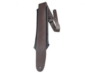 Perri's 2132 2.5” Brown Leather with Big 3.5” Black Vinyl Pad - pasek gitarowy