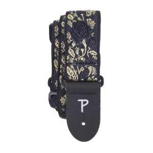 Perri's  7635 2"Jacquard Black Metallic Rose Pasek do Gitary