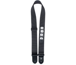 Perri's 7114 2" Heavy Nylon 4Pick Pocket Black - pasek do gitary